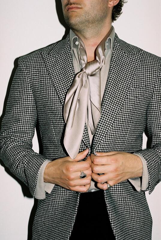 black white houndstooth jacket with scarf